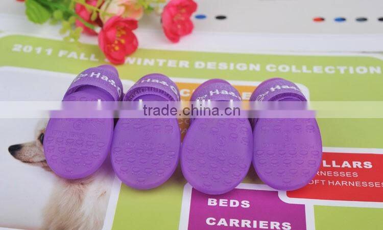 2016 Fashion siliconeNonslip Sole Hook Loop Dog Rainshoes /Pets Doggie shoes/Pet Rain Boot Sole