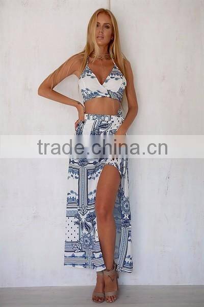 New fashion print asymmetric hemline fancy lady wrap skirt