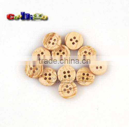 13mm(20L)Dia. Imitation Wood Vein Fashion Resin Round Buttons Four Holes Sewing Craft For Bag Shoe Garment #FLN003-13B