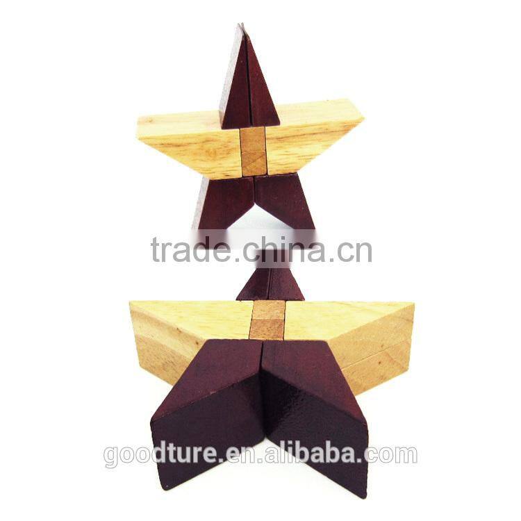 2015 Hot Sale Wooden IQ Intelligent Puzzle Magic Puzzle Kongming Lock Brain Teaser Model Number GAD1129
