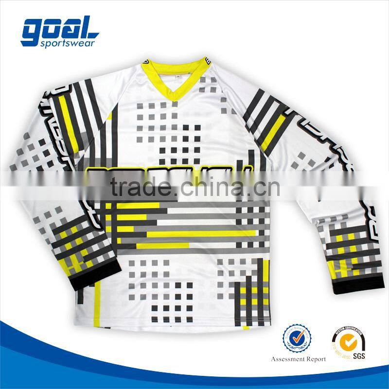 100%polyester breathable long sleeve sublimation jersey motocross