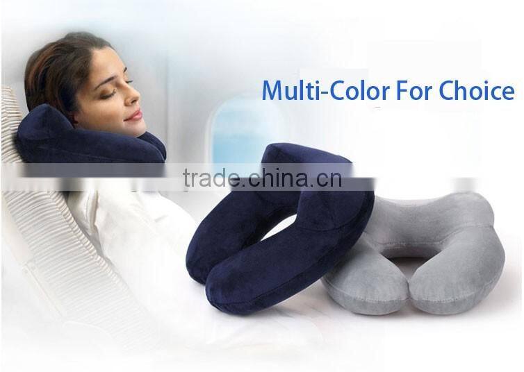 travel accessories velet cover durable inflatable luxury travell neck pillow