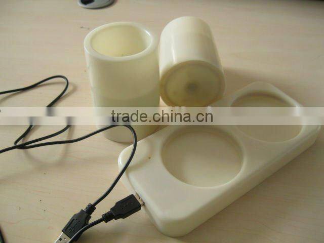 wireless rechargeable led plastic candle with USB wire