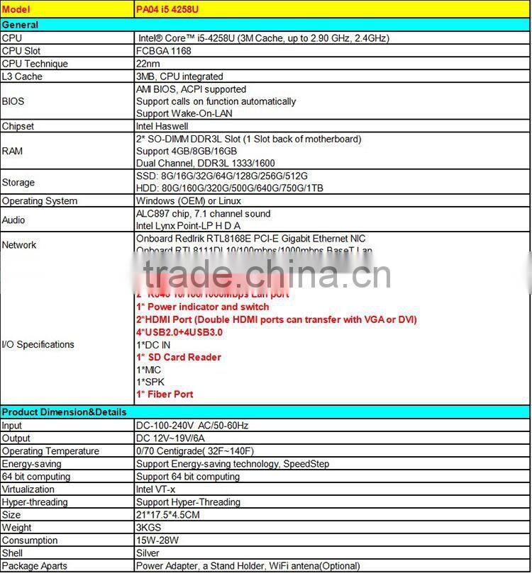2016 Hot Selling Mini PC+Power Supply Cheap Pocket Desktop Computer
