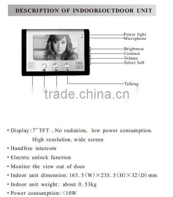 CA801+VD202 7'' Digital Intercom System