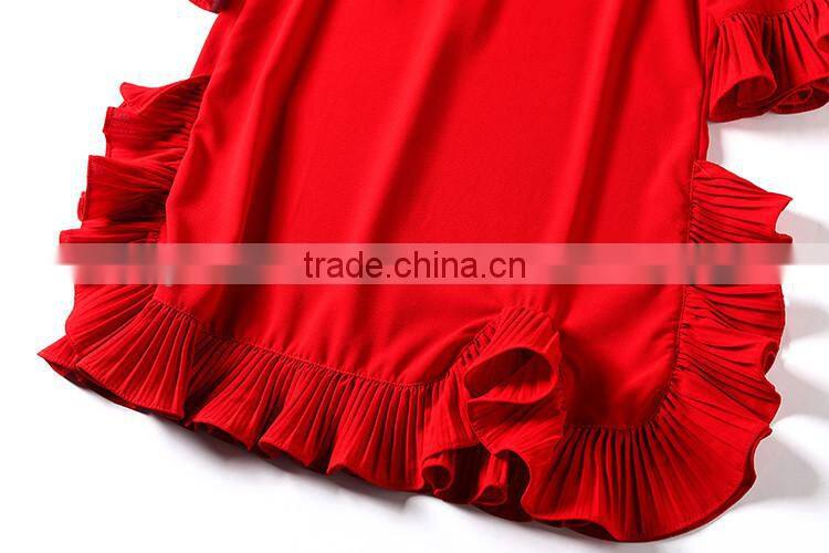 2016 summer flounced Relaxed new model girl latest net dress design for women