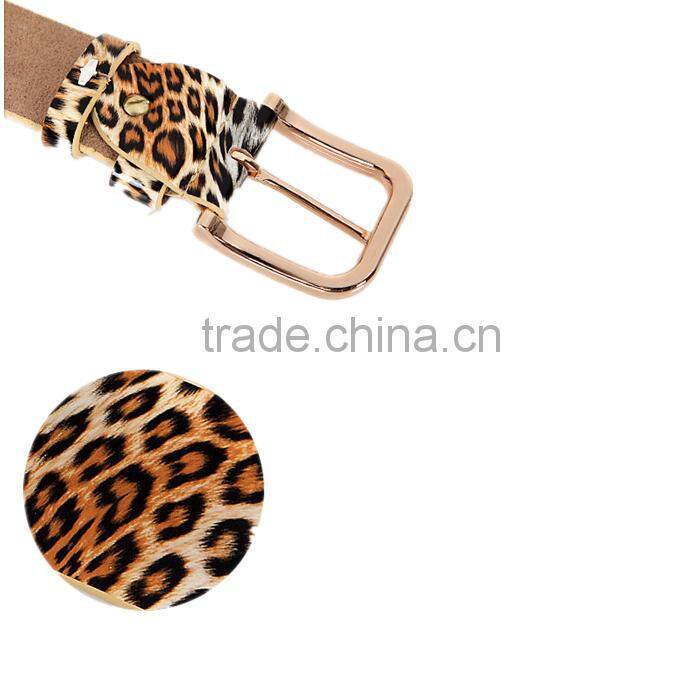 Women Clothes Accessory Western Luxury Cowhide Leather Leopard Belt