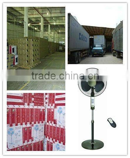 good quality powerful 16" rechargeable fan with led FACTORY