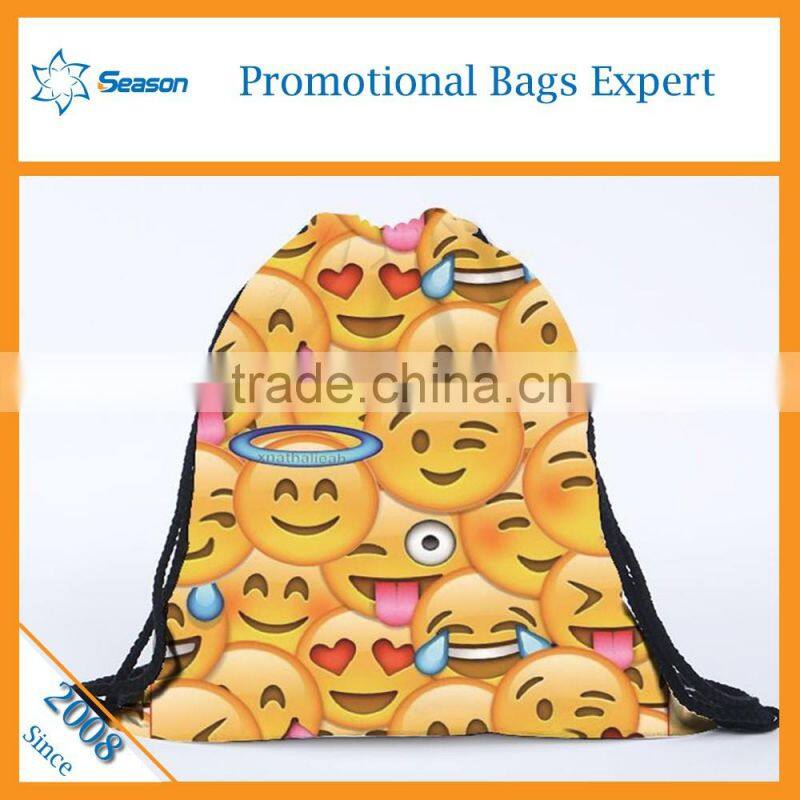 New recycle custom 600d polyester emoji backpack emoji bag