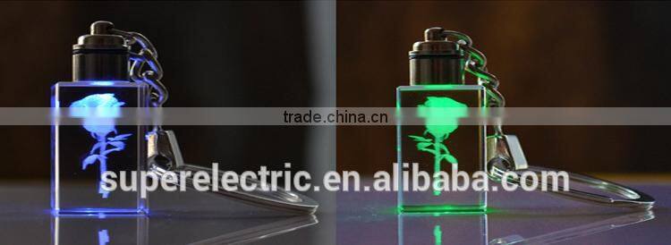 Professional manufacturer light up keychain custom made crystal keychain led light for gifts
