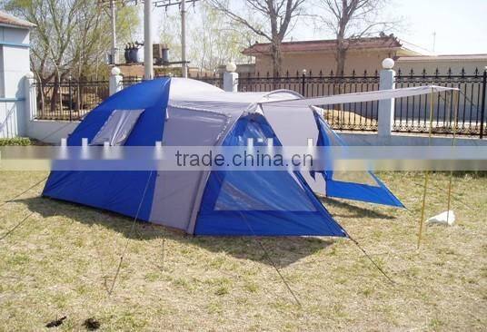 Nylon Fabric and Fiberglass Pole Material 2 room camping tent