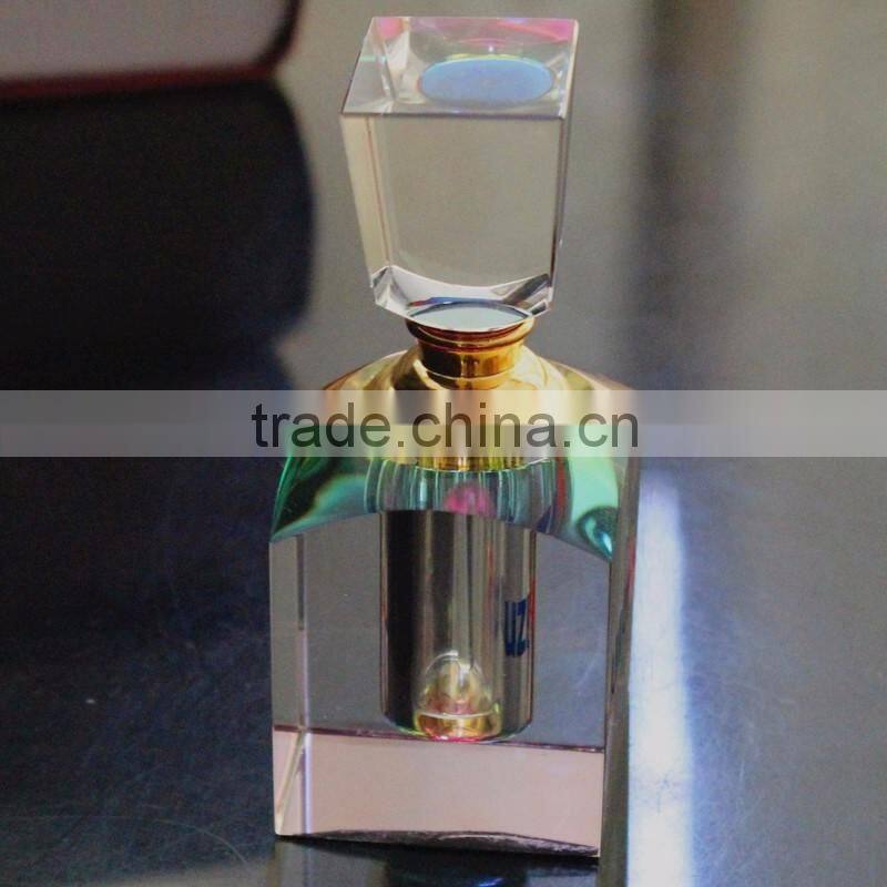 cheap custom made square shaped crystal perfume bottle