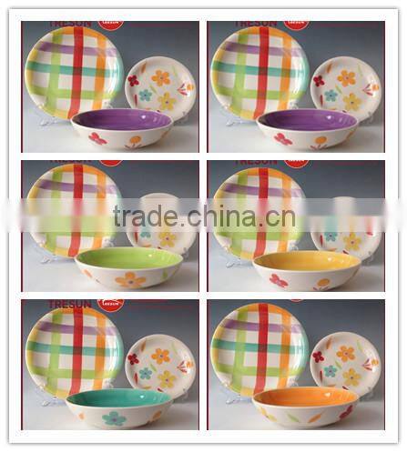 flower round shape high quality handpainted 18pcs dinnerset/dinner ware/tableware
