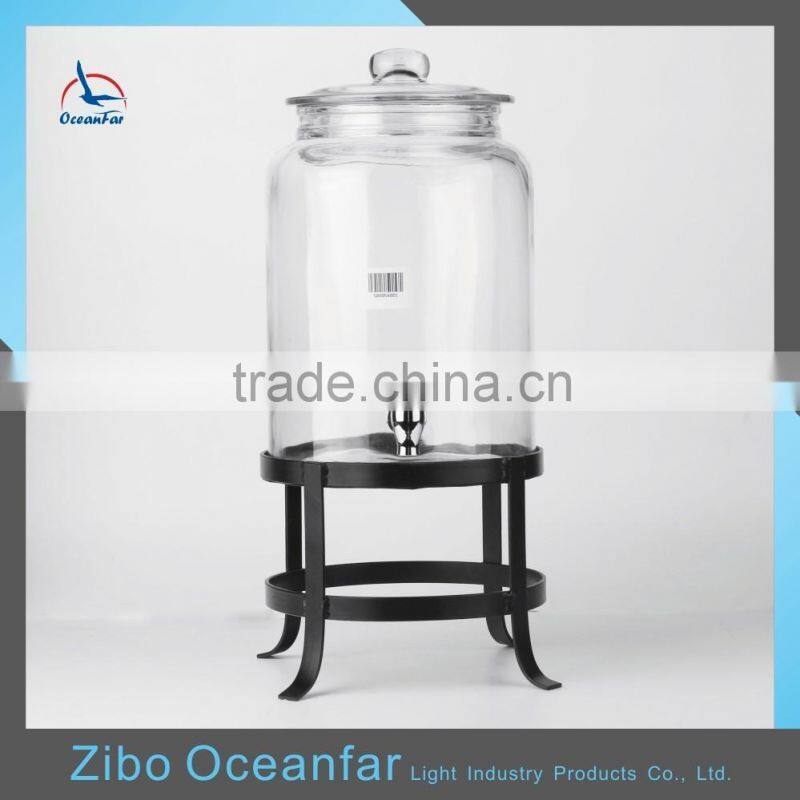 Hot Sale 8L Glass Storage Jar Clear Jug Cylinder Glass Jar Dispenser With Screw Tap