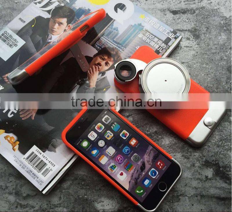 Hot Selling Universal 3 in 1 Phone Case with Holder, Fish Eye Lens 180 degree Macro Camera Lens Phone Case For iPhone 6s