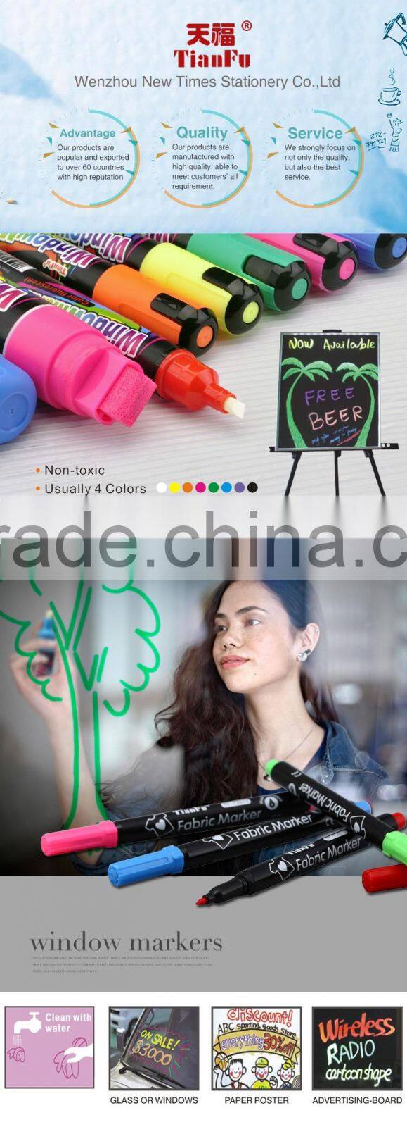 Supplier direct unique multi-color non-toxic window marker
