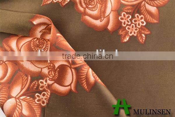 Mulinsen Textile Woven evening gown fabric, 100% polyester printed satin fabric