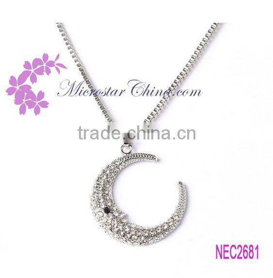 High Retro Sweater Chain Pendant Yin Yang Pattern Glass Cabochon Necklace