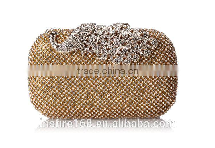 Fashion ladies handbags crystal rhinestone evening bag class peacock evening bag