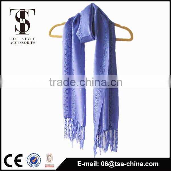 popular new design purple color Ladder yarn knitted scarf