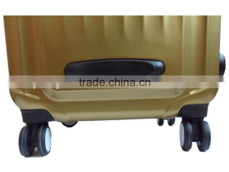 2016 Fashion Design Golden Color ABS+PC luggage with Aluminum Frame/ TSA lock travel set/OEM accept luggage