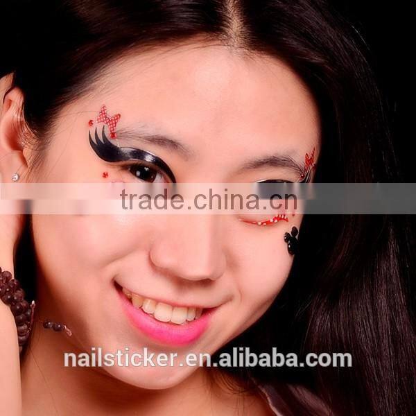 Custom new fashion party face rhinestone tattoo sticker acrylic makeup self-adhesive face paint sticker