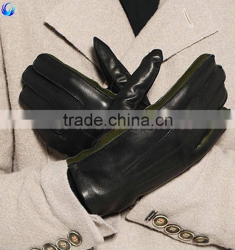Elegant wholesale black man sheepskin leather gloves