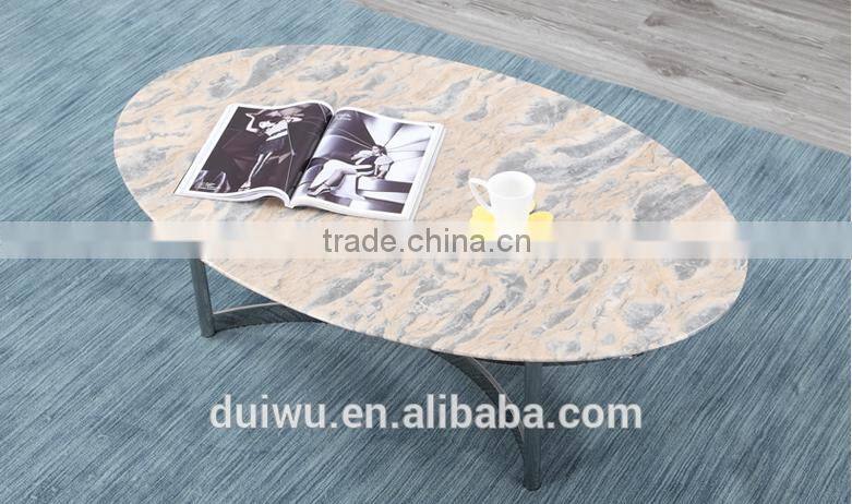 Foshan Living room stainless steel base classic coffee table with white marble