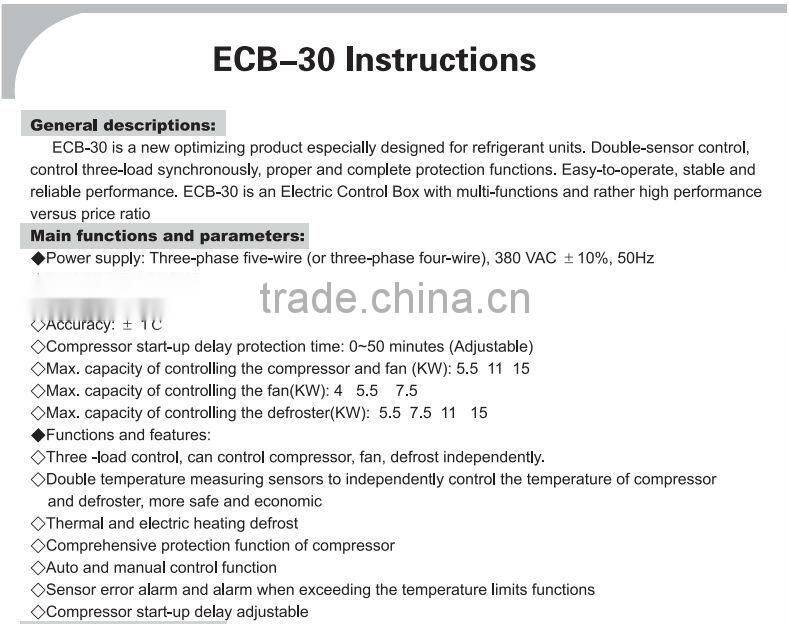 Cold Room Control Panel , Electrical Distribution Control Box , ECB30