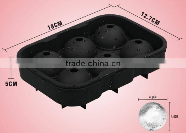 6 Holes Silicone Ice Ball Mold Silicone Ice Tray Ball Shape With Lid