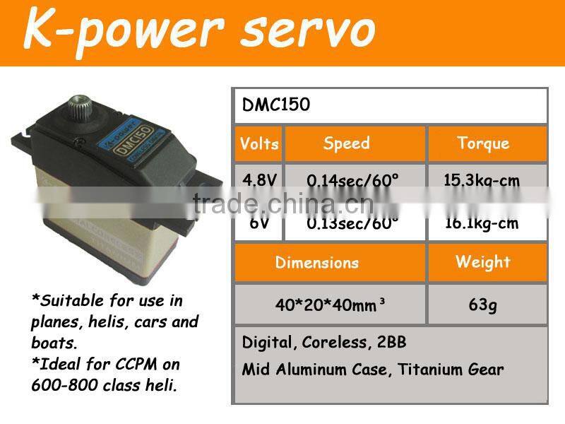 K-power high quality servo sets ideal for 600 class helicopter swashplate/ CCPM and Rudder/ Tail