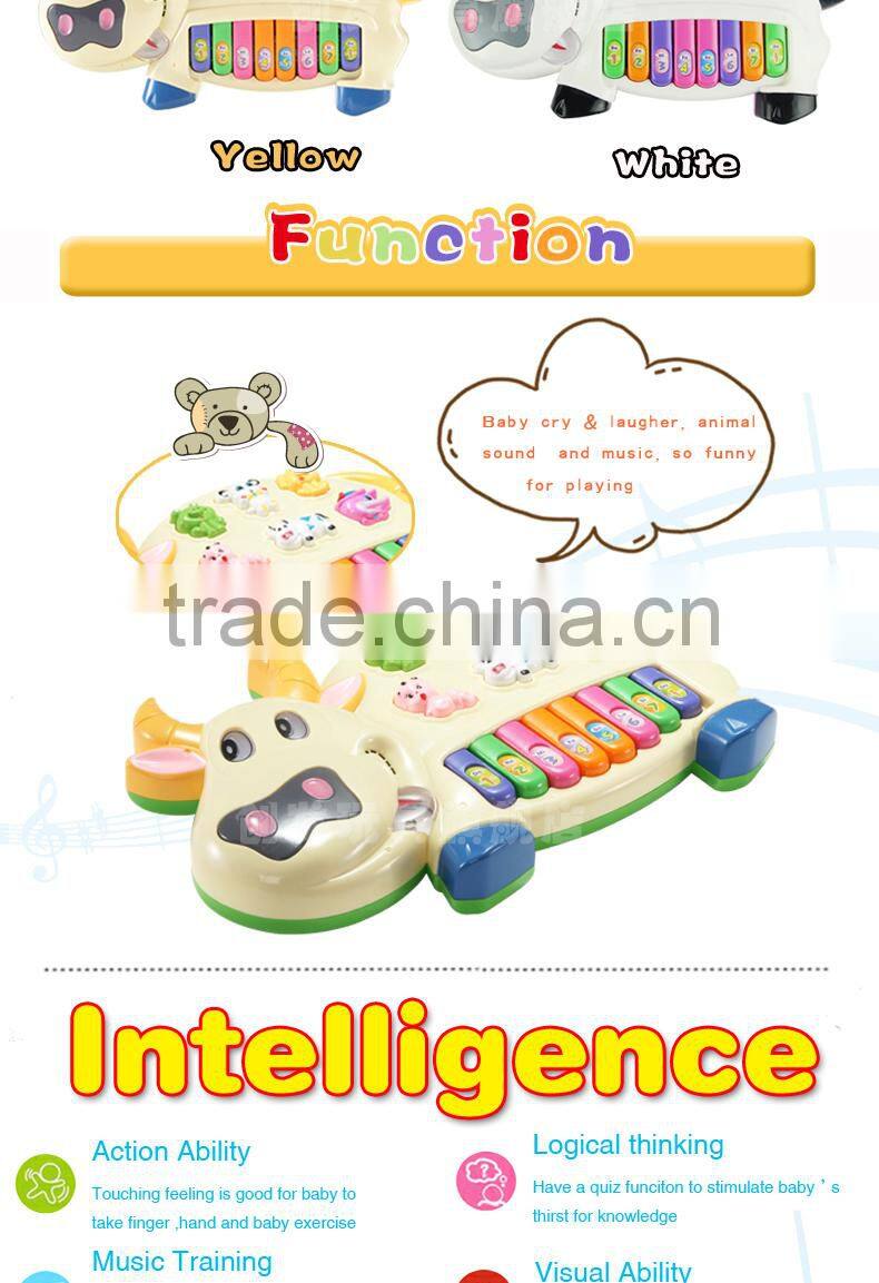 NO-6600 Music instrument cow piano toys, plastic toys with light for kid toy