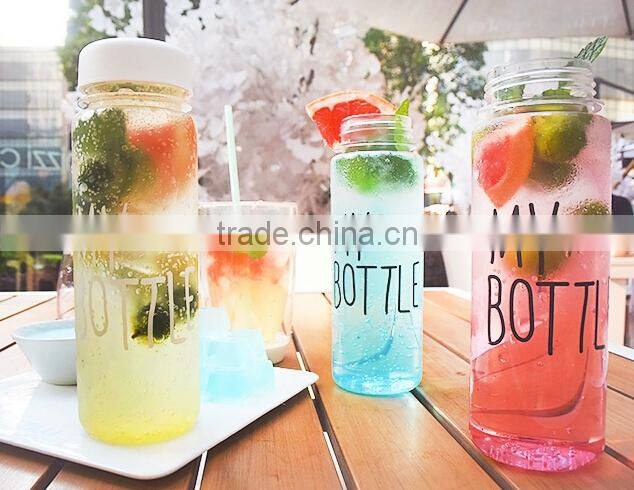 Korea Hot Sale Plastic Sports water bottle 500 ml my bottle With Black Cap