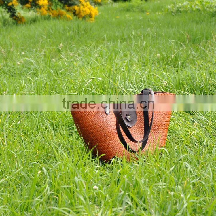 Hot selling handbag straw thailand handmade straw bag for women vacation beach bag