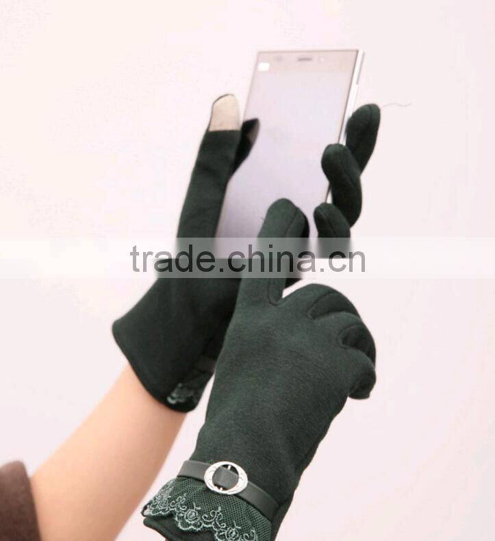 2016 5 Colors New Women Ladies Winter Warm Vintage Touch Screen Lace Gloves for women