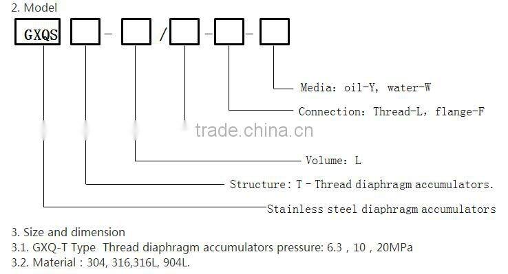 Stainless Steel Diaphragm Accumulators