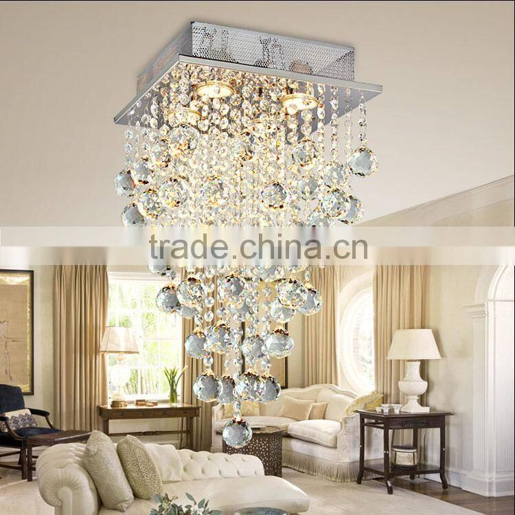 Upside down pyramid type crystal ceiling light