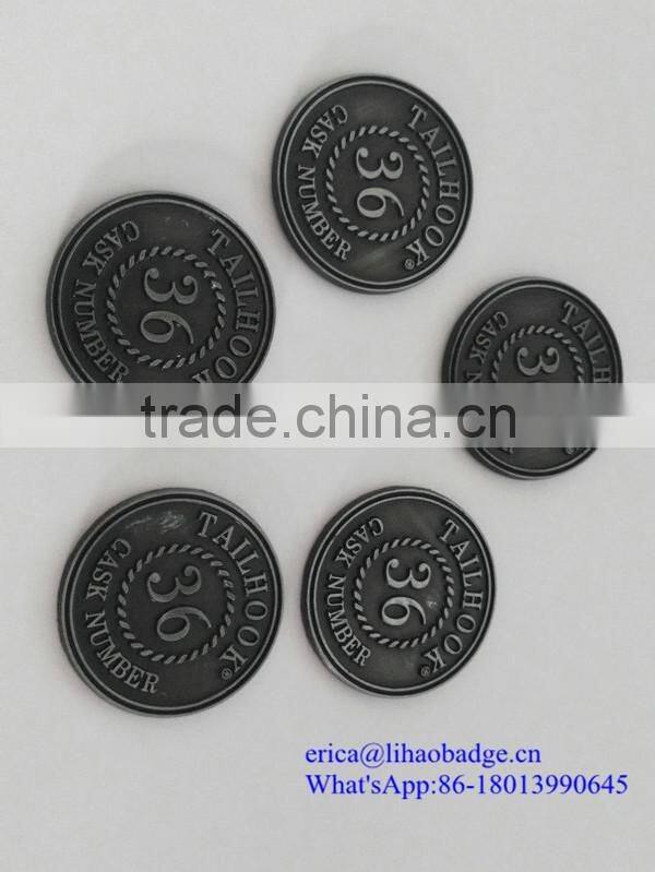 Wholesale cheap custom zinc alloy label wine bottle label logo label metal