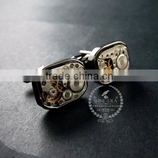 14x19mm vintage style steam punk watch movement gun black fashion cuff link 6600034