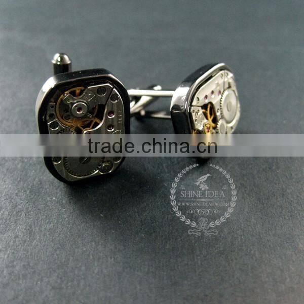 14x19mm vintage style steam punk watch movement gun black fashion cuff link 6600034