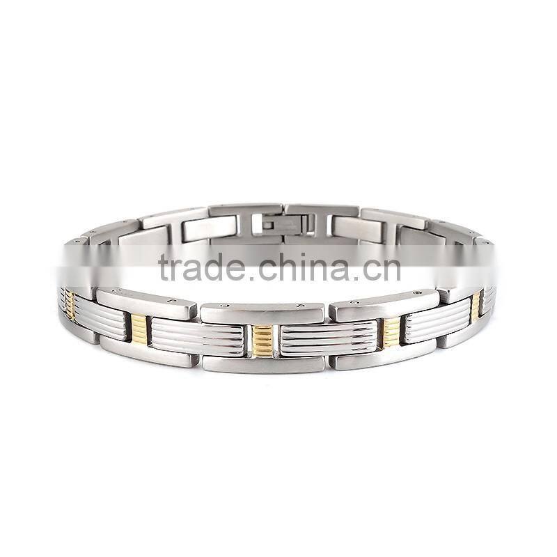 Wholesale silver gold Inlay 316L Stainless Steel Bracelet for men