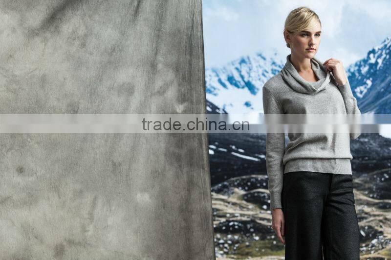 2014 new fashion women knitting pure cashmere big round neck pullover