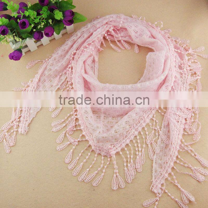 New Women Girls Lace Tassel Scarf Fashion Chiffon Triangle Hijab Scarves Shawl