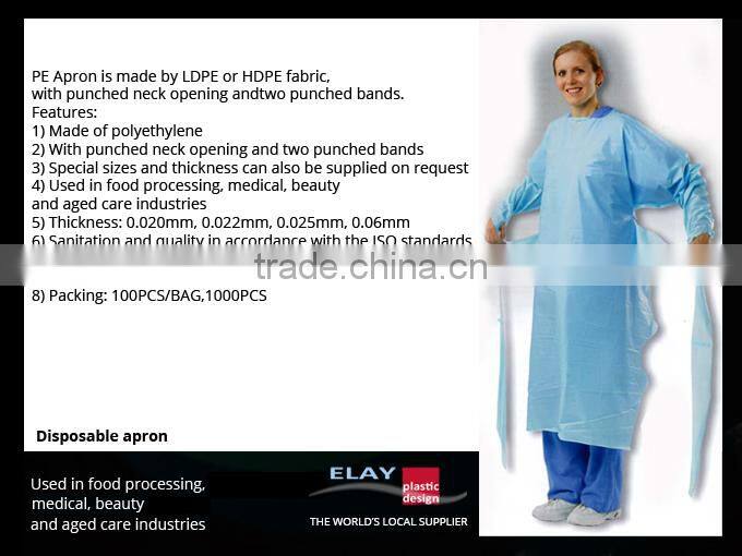 Hot Sale HDPE/LDPE Plastic disposable apron used in kitchen