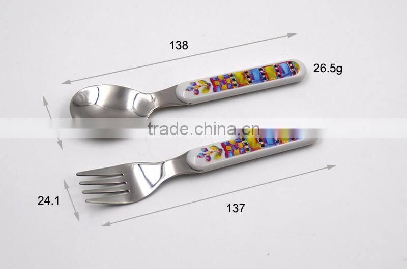 Mirror polished high quality dinnerware set for kids with plastic handles