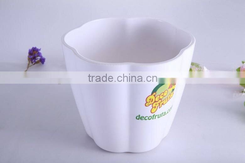 beautiful melamine flower pot with reationary decal, led flower pot