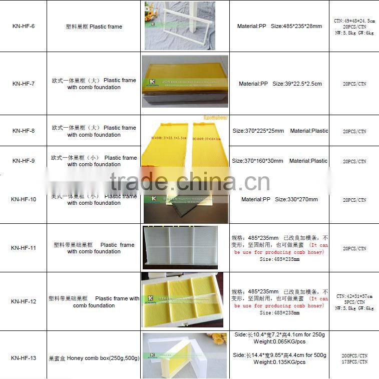 beekeeping equipmetn EUR style plastic bee hive frame with comb foundation