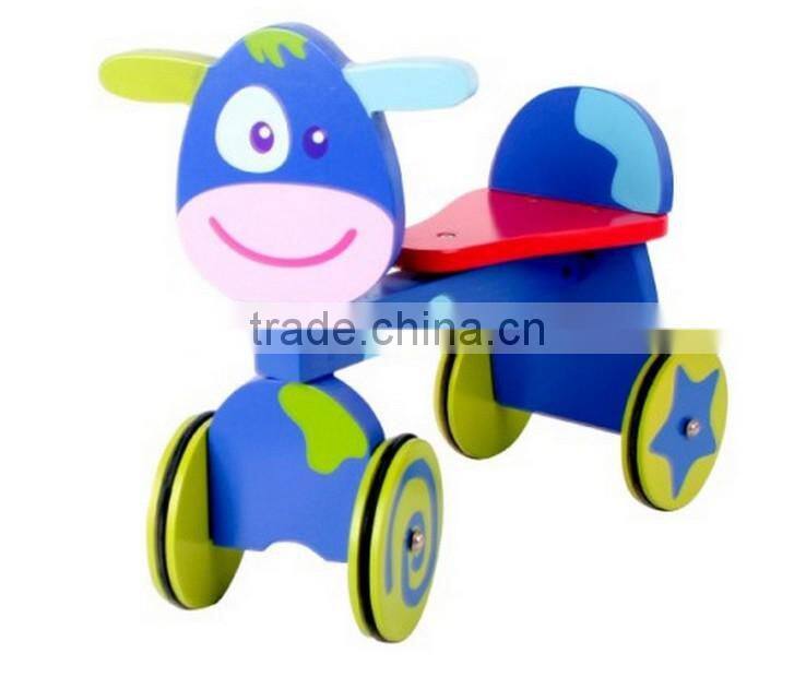 Wooden toy walking 4 wheels bike ride on animals ODM OEM