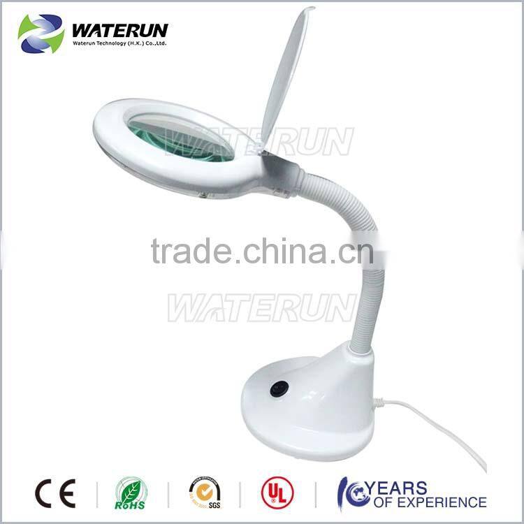 Flexible arm desktop 4" magnifying glass lamp with LED
