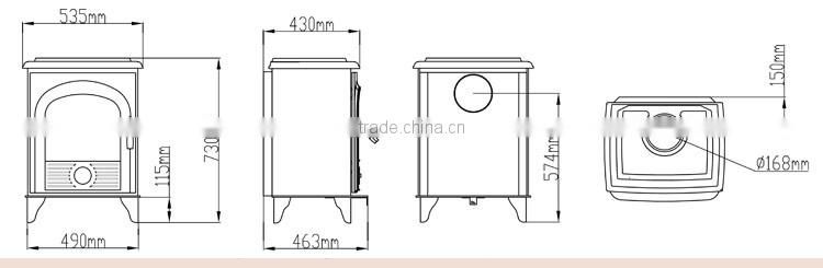 Professional 5KW Output small wood stove and fireplace for 90 m2 hours